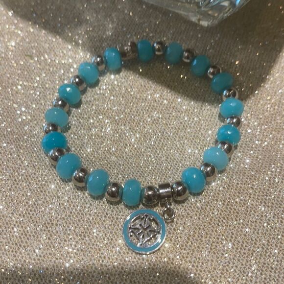 RUSTIC CUFF silver and baby blue! - Picture 1 of 3